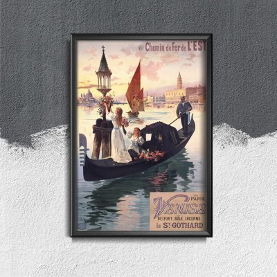 Retro plakat Plakat z Paryża i Wenecji