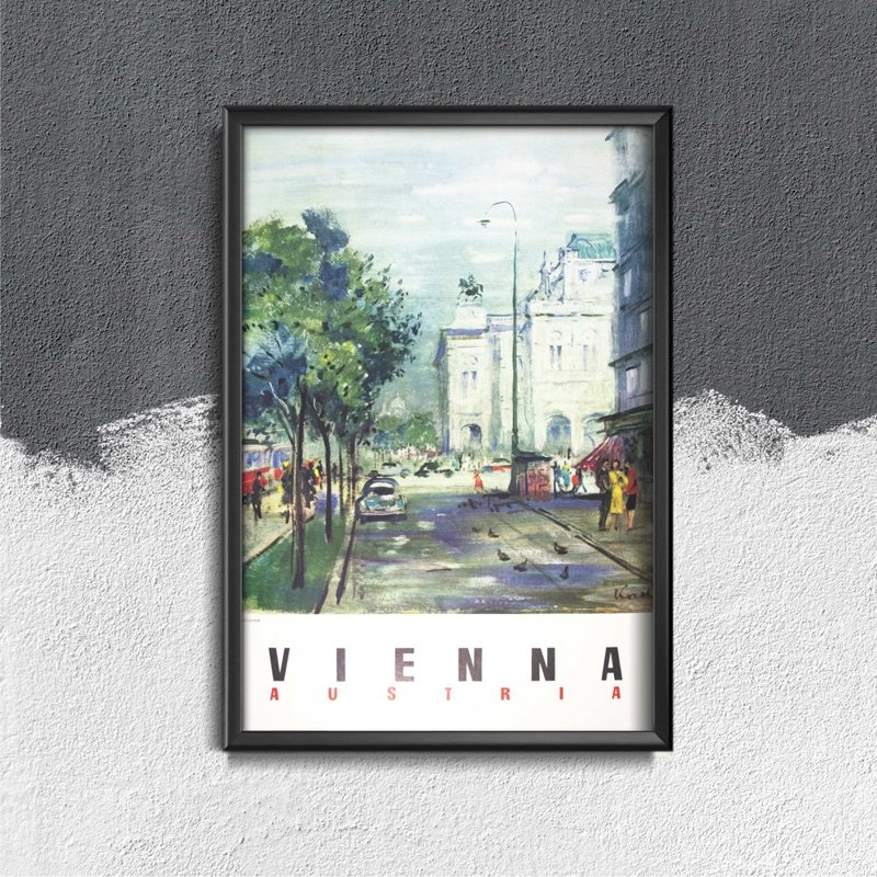 Plakat w stylu retro Wiedeń, Austria