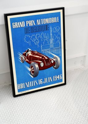 Plakat vintage Grand Prix Belgijskiego wyścigu samochodowego