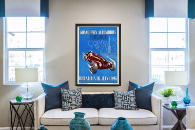 Plakat vintage Grand Prix Belgijskiego wyścigu samochodowego