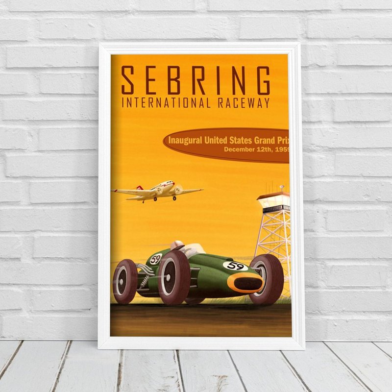 Retro plakat Międzynarodowy tor wyścigowy Sebring