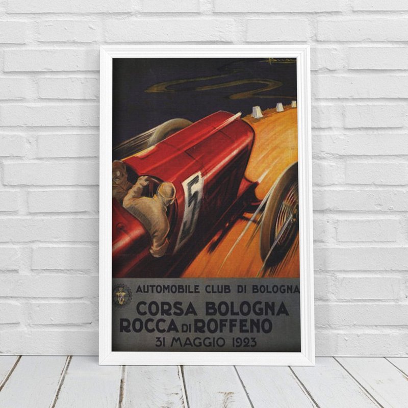 Plakat w stylu vintage Wyścig samochodowy Grand Prix Corsa Włochy