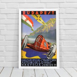 Retro plakat Budapest Magyarorszag Grand Prix Automobil