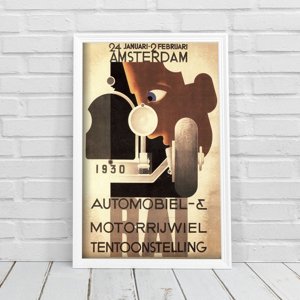 Plakat retro do salonu Pokaz samochodów Amsterdam