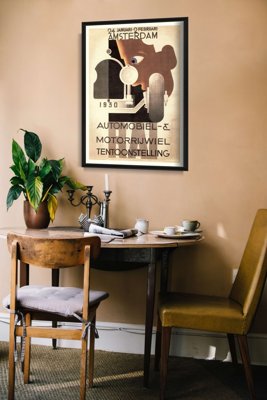 Plakat retro do salonu Pokaz samochodów Amsterdam