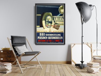 Plakat vintage do salonu Pokaz samochodów w Amsterdamie