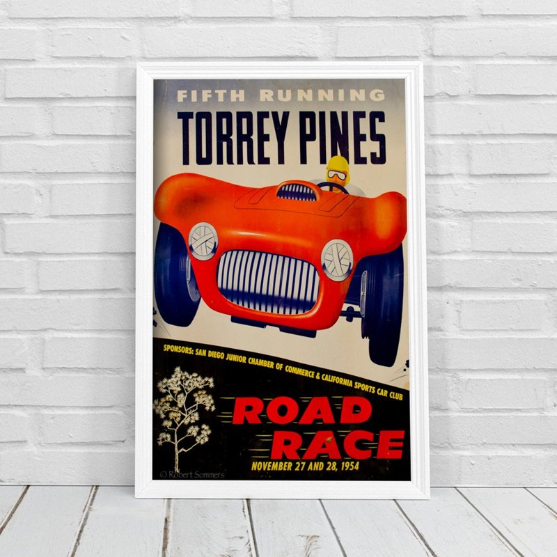 Plakat vintage Grand Prix Plakat Czwarty bieg Torrey Pines Road Race