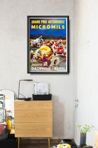 Plakat retro do salonu Grand Prix Automobile Micromils Epreuves de Dauphine