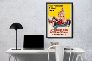 Plakat w stylu retro Raspaut Perpignan eme Grand Prix