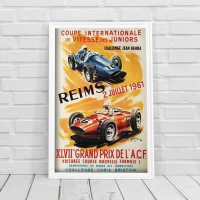 Plakatyw stylu retro Grand Prix Reims XLVIIe de L’ACF