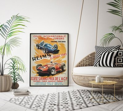 Plakatyw stylu retro Grand Prix Reims XLVIIe de L’ACF