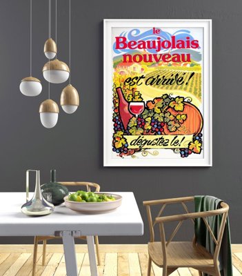 Plakat w stylu retro Plakat z winem Nowy Beaujolais Nouveau