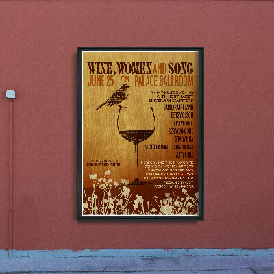 Retro plakat Wine Women And Song