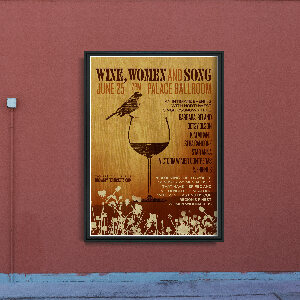 Retro plakat Wine Women And Song