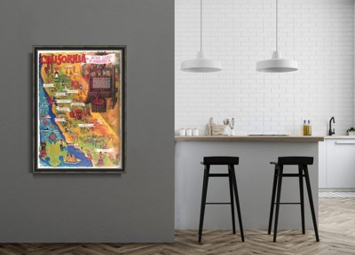 Plakat w stylu retro Mapa win kalifornijskich