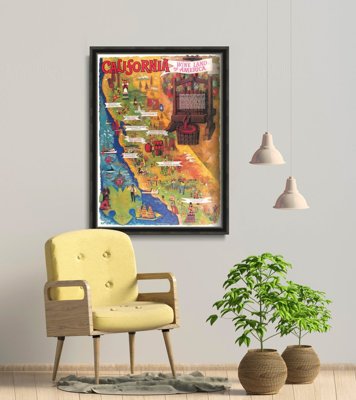 Plakat w stylu retro Mapa win kalifornijskich