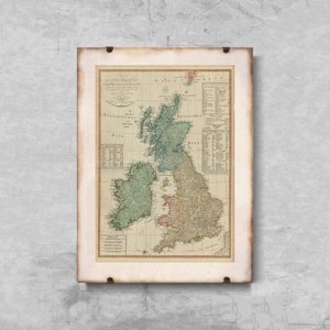 Plakat retro Mapa Wielkiej Brytanii