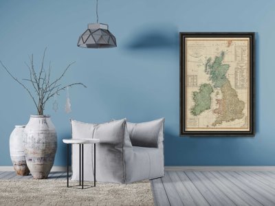 Plakat retro Mapa Wielkiej Brytanii
