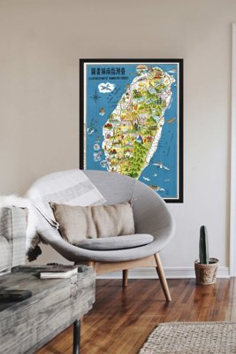 Plakat vintage Obrazowa mapa Tajwanu