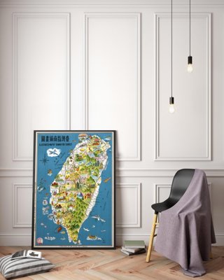Plakat vintage Obrazowa mapa Tajwanu