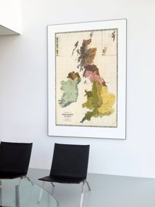 Plakat vintage Stara mapa Wielkiej Brytanii i Irlandii