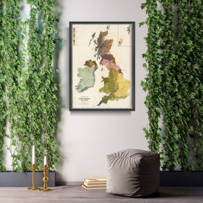 Plakat vintage Stara mapa Wielkiej Brytanii i Irlandii