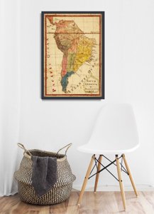 Plakat vintage do salonu Mapa Ameryki Południowej