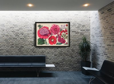 Plakat retro Reprodukcja grafiki różowego kwiatu