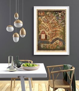 Plakat retro Stara mapa Monachium z wklęsłymi Niemcy