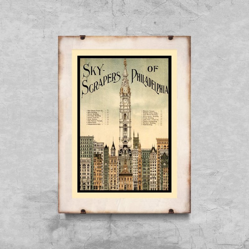 Plakat vintage Wieżowce Filadelfii