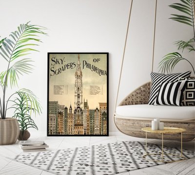 Plakat vintage Wieżowce Filadelfii