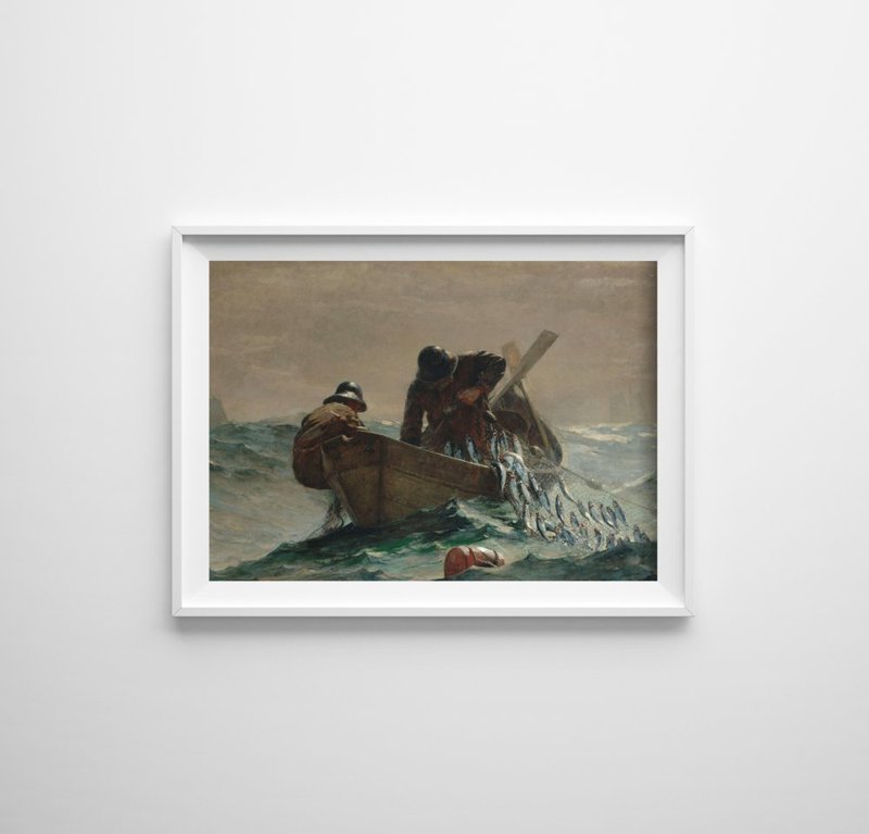 Plakat vintage do salonu Winslow Homer Siatka na ryby