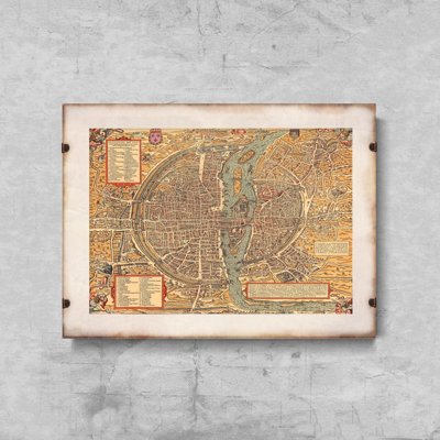 Plakat vintage do salonu Mapa Paryża