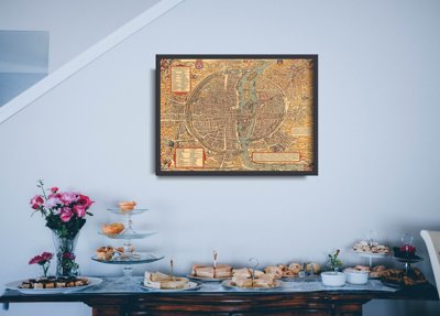 Plakat vintage do salonu Mapa Paryża