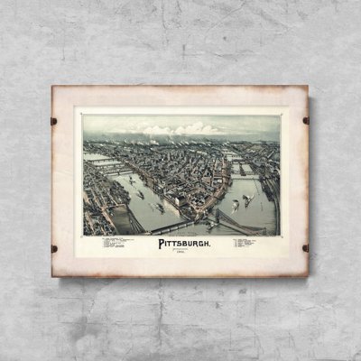 Plakat w stylu vintage Stara mapa Pittsburghu