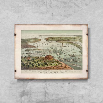 Plakat vintage Port w Nowym Jorku Mapa wieku