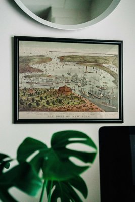 Plakat vintage Port w Nowym Jorku Mapa wieku