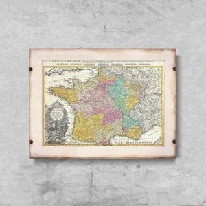 Retro plakat Stara mapa Francji
