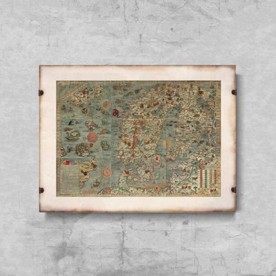Plakat w stylu retro Mapa starej Skandynawii