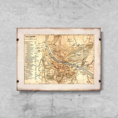 Plakat vintage Stara mapa Salzburg Austria