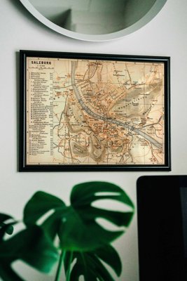 Plakat vintage Stara mapa Salzburg Austria