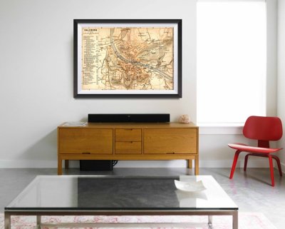 Plakat vintage Stara mapa Salzburg Austria