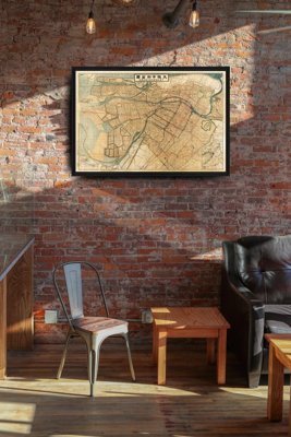 Plakatyw stylu retro Stara mapa w Marsylii