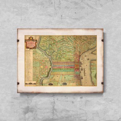 Plakat retro Stara mapa Fresno w Kalifornii