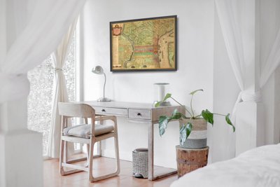 Plakat retro Stara mapa Fresno w Kalifornii