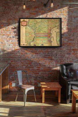 Plakat retro Stara mapa Fresno w Kalifornii