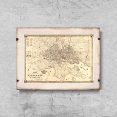 Plakat retro do salonu Stara mapa Baltimore Maryland