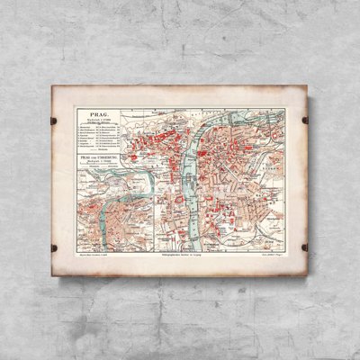 Plakat vintage do salonu Stara mapa Praga