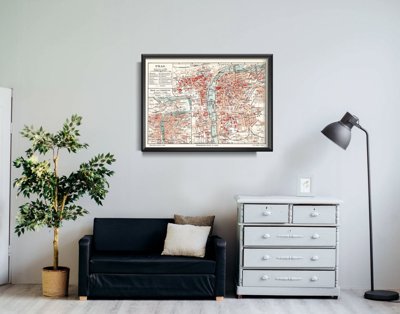 Plakat vintage do salonu Stara mapa Praga