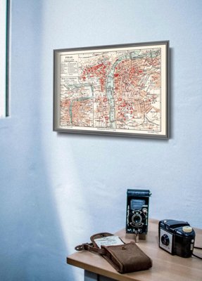 Plakat vintage do salonu Stara mapa Praga